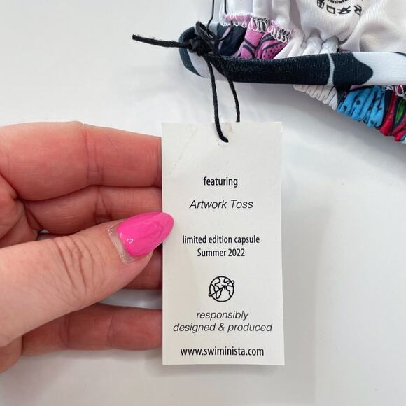 NWT Swiminista x James Peter Henry Graphic Art Toss Print Sexy Bikini Top M - Picture 9 of 10